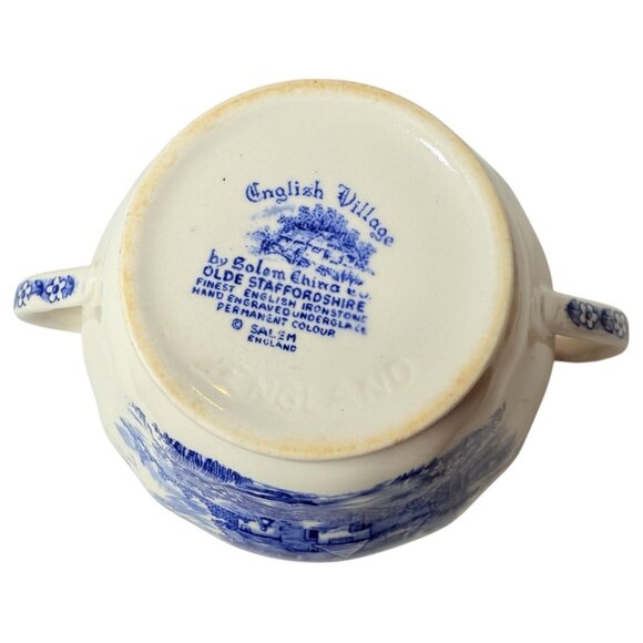 English Village Salem China Co Sugar Bowl With Lid & Creamer Set England Vintage - Picture 6 of 16